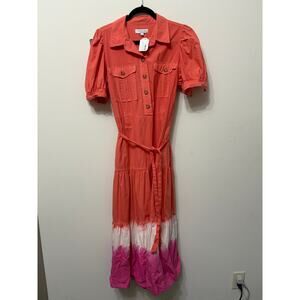 NWT Derek Lam Collective Pink Dip Dye Midi Dress Size 50 (XL)